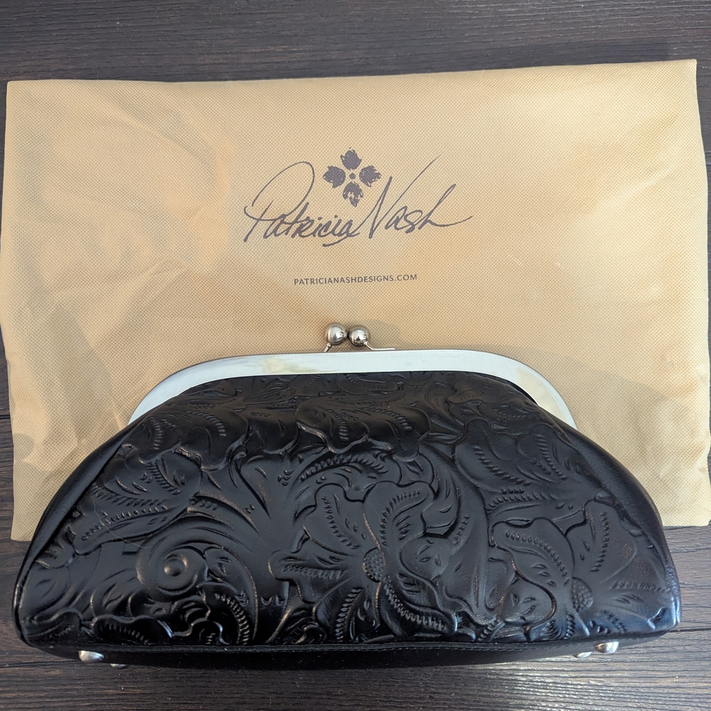 Patricia Nash Black Embossed Clutch